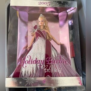 2005 Bob Mackie Holiday Barbie - Pink and Silver Elegance